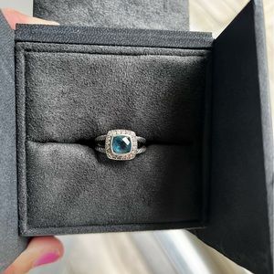 David Yurman Petite Albion Blue Topaz with diamonds